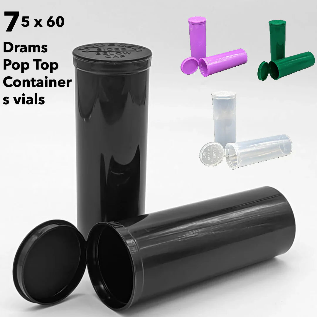 75 x 60 Drams Pop Top Containers: Child-Resistant Storage for Herbs & Medicines