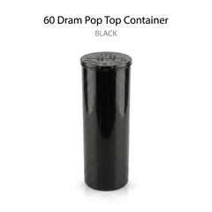 Black 60 Dram Pop Top Containers – Squeeze Top PP Plastic Storage Tubes | 13.5cm x 4.5cm | 75 Pack