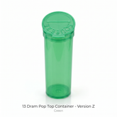 Green 13 Dram Pop Top Containers – Version Z | Plastic Storage Vials | 80mm height x 30mm diameter – Box of 315