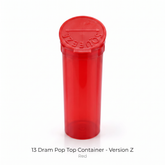 Red 13 Dram Pop Top Containers – Version Z, 80mm x 30mm PP Plastic Squeeze Lid Storage Pots – Box of 315