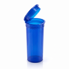 Blue 13 Dram Pop Top Containers – Version Z - Blue Translucent PP Plastic Squeeze Lid Storage Vials | 80mm height x 30mm diameter