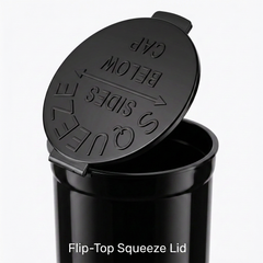 Black 60 Dram Pop Top Containers – Squeeze Top PP Plastic Storage Tubes | 13.5cm x 4.5cm | 75 Pack