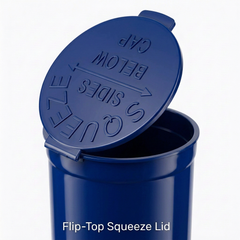 Blue 60 Dram Pop Top Containers – Squeeze Top PP Plastic Storage Tubes | 13.5cm x 4.5cm | 75 Pack