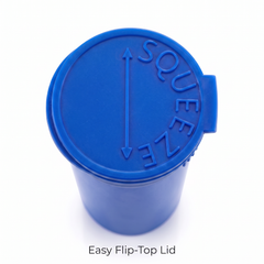 Blue 13 Dram Pop Top Containers – Version Z - Blue Translucent PP Plastic Squeeze Lid Storage Vials | 80mm height x 30mm diameter