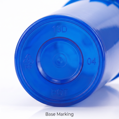Blue 13 Dram Pop Top Containers – Version Z - Blue Translucent PP Plastic Squeeze Lid Storage Vials | 80mm height x 30mm diameter