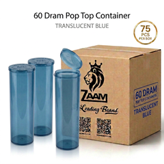 Translucent Blue 60 Dram Pop Top Containers – Squeeze-to-Open PP Plastic Storage Tubes | 13.5cm x 4.5cm | Pack of 75