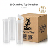 Clear 60 Dram Pop Top Containers – Squeeze Top PP Plastic Storage Tubes | 13.5cm x 4.5cm | 75 Pack
