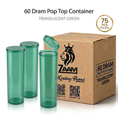 Translucent Green 60 Dram Pop Top Containers – Squeeze-to-Open PP Plastic Storage Tubes | 13.5cm x 4.5cm | Pack of 75