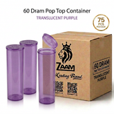 Translucent Purple 60 Dram Pop Top Containers – Squeeze-to-Open PP Plastic Storage Tubes | 13.5cm x 4.5cm | Pack of 75