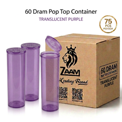 Translucent Purple 60 Dram Pop Top Containers – Squeeze-to-Open PP Plastic Storage Tubes | 13.5cm x 4.5cm | Pack of 75