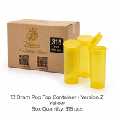 Yellow 13 Dram Pop Top Containers – Version Z, 80mm x 30mm PP Plastic Storage Pots – Box of 315