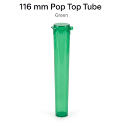 Transparent Green 116mm Pop Top Tube 500 Pcs– Slim PP Plastic Flip-Top Storage Container | 116mm x 18.6mm