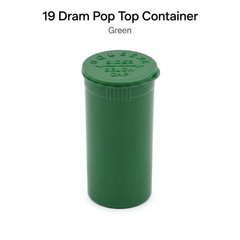 Green 19 Dram Pop Top Containers – Squeeze-to-Open PP Plastic Storage Tubes | 7cm x 4cm