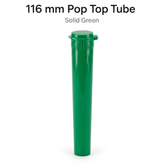 Solid Green 116mm Pop Top Tube 500 Pcs – Slim PP Plastic Flip-Top Storage Container | 116mm x 18.6mm