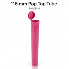 Solid Pink 116mm Pop Top Tube 500 Pcs – Slim PP Plastic Flip-Top Storage Container | 116mm x 18.6mm