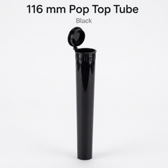 Pop Top Tube Black 116mm 500 Pcs – Slim PP Plastic Flip-Top Storage Container | 116mm x 18.6mm