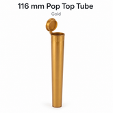 Gold 116mm Pop Top Tube 500 Pcs – Slim PP Plastic Flip-Top Storage Container | 116mm x 18.6mm