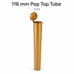 Gold 116mm Pop Top Tube 500 Pcs – Slim PP Plastic Flip-Top Storage Container | 116mm x 18.6mm