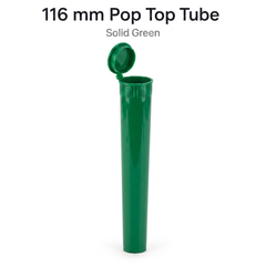 Solid Green 116mm Pop Top Tube 500 Pcs – Slim PP Plastic Flip-Top Storage Container | 116mm x 18.6mm