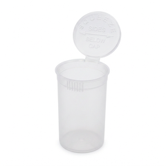 Clear 19 Dram Pop Top Containers – Transparent Squeeze-to-Open PP Plastic Storage Tubes | 7cm x 4cm