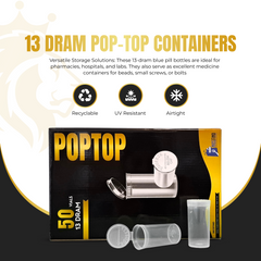 Premium 13 Dram Pop Top Containers – Airtight, Smell-Proof & Child-Resistant Vials for Herbs, Pills & Small Items | New Colors | 50 or 100 Pack