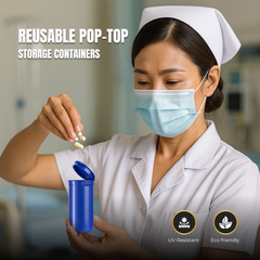 Premium 13 Dram Pop Top Containers – Airtight, Smell-Proof & Child-Resistant Vials for Herbs, Pills & Small Items | New Colors | 50 or 100 Pack