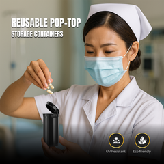 Premium 13 Dram Pop Top Containers – Airtight, Smell-Proof & Child-Resistant Vials for Herbs, Pills & Small Items | New Colors | 50 or 100 Pack