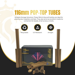 116mm Pop Top Tubes – Child-Resistant, Smell-Proof & Airtight | Premium Storage for Slim Products & Pre-Rolls | Unique Colors | 50 or 100 Pack
