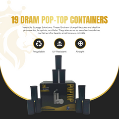 19 Dram Pop Top Containers – Premium Airtight & Smell-Proof Vials for Herbs, Supplements & Small Items | 50 or 100 Pack
