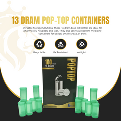 Premium 13 Dram Pop Top Containers – Airtight, Smell-Proof & Child-Resistant Vials for Herbs, Pills & Small Items | New Colors | 50 or 100 Pack