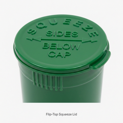 Green 19 Dram Pop Top Containers – Squeeze-to-Open PP Plastic Storage Tubes | 7cm x 4cm
