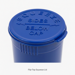 Blue 19 Dram Pop Top Containers – Squeeze-to-Open PP Plastic Storage Tubes | 7cm x 4cm