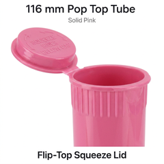 Solid Pink 116mm Pop Top Tube 500 Pcs – Slim PP Plastic Flip-Top Storage Container | 116mm x 18.6mm