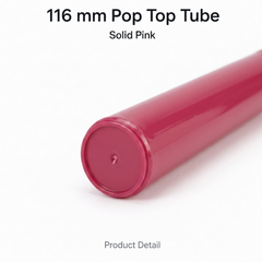 Solid Pink 116mm Pop Top Tube 500 Pcs – Slim PP Plastic Flip-Top Storage Container | 116mm x 18.6mm