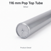 Silver 116mm Pop Top Tube 500 Pcs – Slim PP Plastic Flip-Top Storage Container | 116mm x 18.6mm