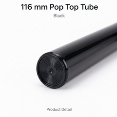 Pop Top Tube Black 116mm 500 Pcs – Slim PP Plastic Flip-Top Storage Container | 116mm x 18.6mm