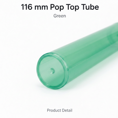 Transparent Green 116mm Pop Top Tube 500 Pcs– Slim PP Plastic Flip-Top Storage Container | 116mm x 18.6mm