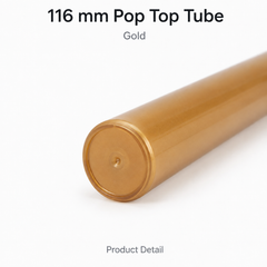 Gold 116mm Pop Top Tube 500 Pcs – Slim PP Plastic Flip-Top Storage Container | 116mm x 18.6mm