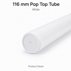 White 116mm Pop Top Tube 500 Pcs – Slim PP Plastic Flip-Top Storage Container | 116mm x 18.6mm