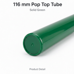 Solid Green 116mm Pop Top Tube 500 Pcs – Slim PP Plastic Flip-Top Storage Container | 116mm x 18.6mm