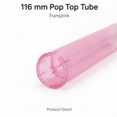 Transparent Pink 116mm Pop Top Tube 500 Pcs – Slim PP Plastic Flip-Top Storage Container | 116mm x 18.6mm