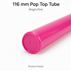 Bright Pink 116mm Pop Top Tube 500 Pcs – Slim PP Plastic Flip-Top Storage Container | 116mm x 18.6mm