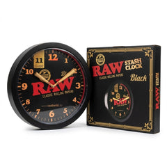 RAW Black Stash Clock Wall Clock Hidden Storage | Secret Compartment Clock | RAW Classic Rolling Papers Design