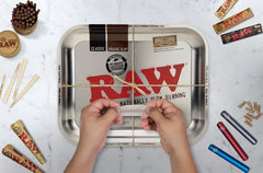 RAW Silver Metal Tray – Medium Size Polished Chrome Organizer with Deep-Dish Design