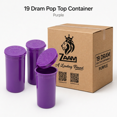 Purple 19 Dram Pop Top Containers 225 Pcs– Squeeze-to-Open PP Plastic Storage Tubes | 7cm x 3.8cm