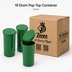 Green 19 Dram Pop Top Containers – Squeeze-to-Open PP Plastic Storage Tubes | 7cm x 4cm