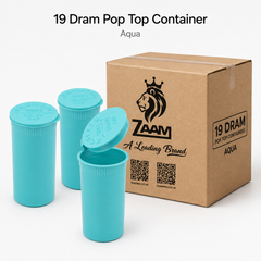 Solid-Aqua 19 Dram Pop Top Containers 225 pcs – Squeeze-to-Open PP Plastic Storage Tubes | 7cm x 3.8cm