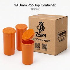Orange 19 Dram Pop Top Containers 225 Pcs – Squeeze-to-Open PP Plastic Storage Tubes | 7cm x 3.8cm