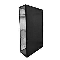 Black Glass Display Cabinet with LED Lights and Storage | 100cm x 40cm x 245cm | Collection Only