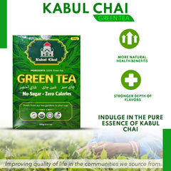 Kabul Chai: 100% Green Tea - No Sugar, No Calories | Certified | Halal | 500g | 200g Loose Tea